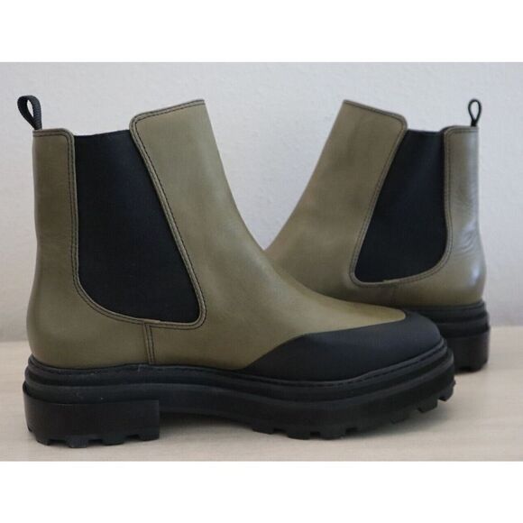Aqua Women's Sz 10B Military Green/Black Mud Guard Platform Chelsea Boots - Picture 2 of 13